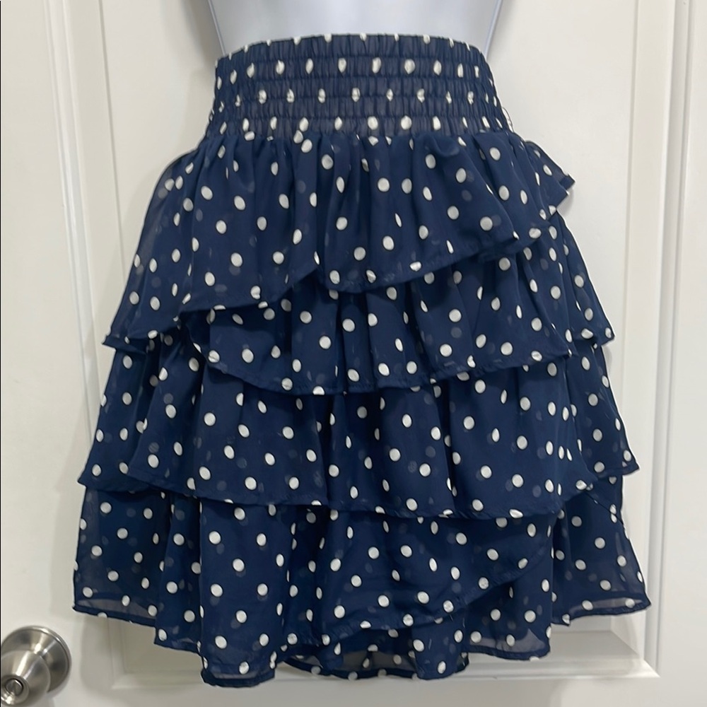 *5/$20* Maurices Blue Bubble Mini Skirt with Ruffled Tiers